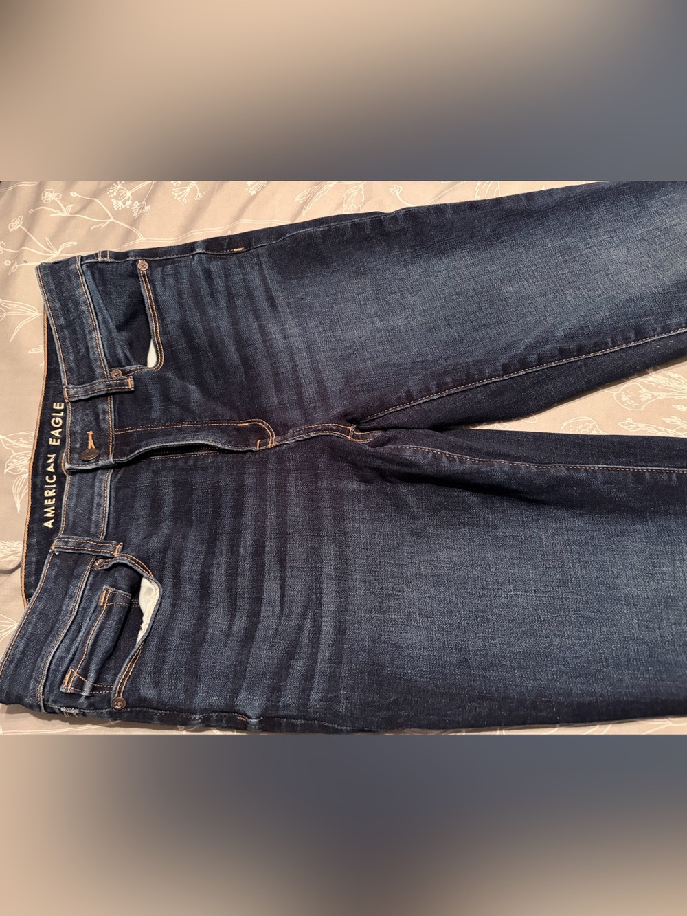 American Eagle Outfitters Slim Straight Dark Blue Jeans - Picture 3 of 8